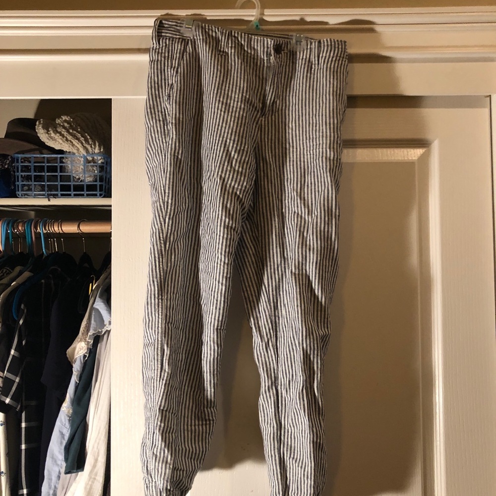 GAP girlfriend chino blue and white stripe pants
